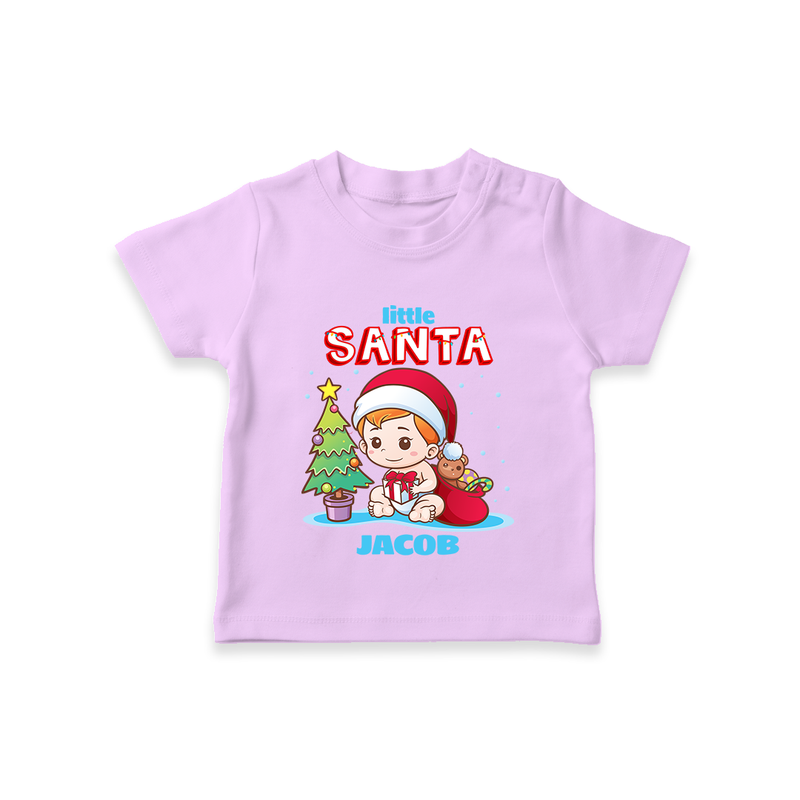 Little Santa - Customized Christmas Themed T-Shirt For Boys - LILAC - 0-5 Months Old (Chest 17")