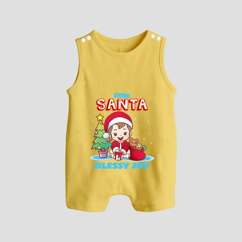 Little Santa - Customized Christmas Themed Romper Suit For Girls - PASTEL YELLOW - 0 - 5 Months Old (Chest 18")