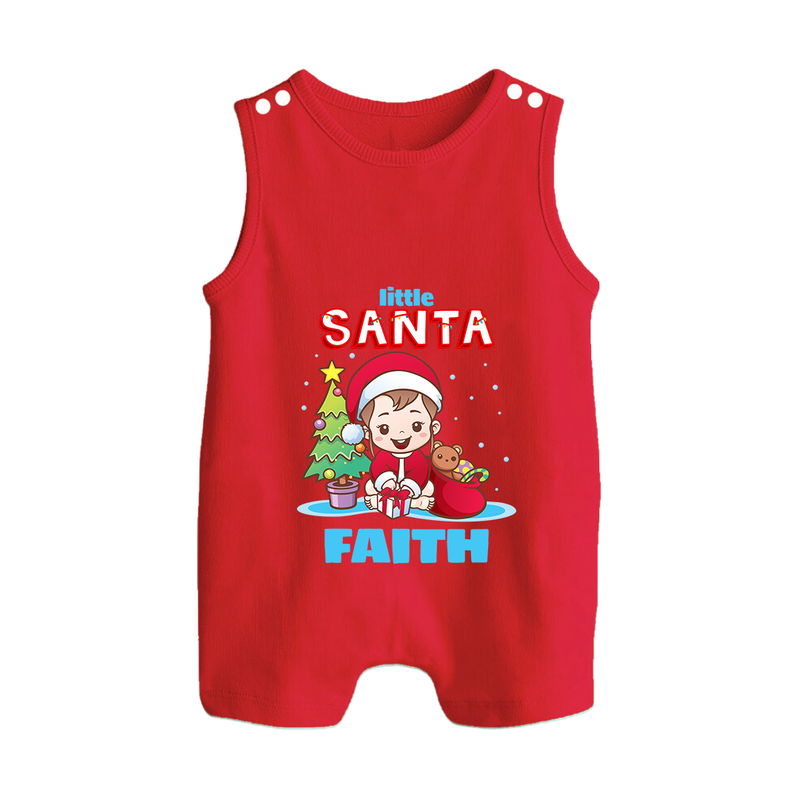 Little Santa Romper Suit / Sleeveless Romper |  Personalized Baby Holiday Outfit - RED - 0 - 5 Months Old (Chest 18")
