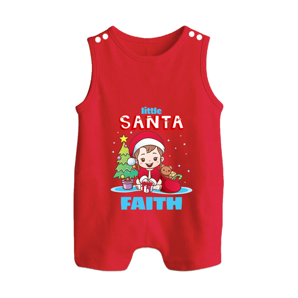 Little Santa Romper Suit / Sleeveless Romper |  Personalized Baby Holiday Outfit - RED - 0 - 5 Months Old (Chest 18")