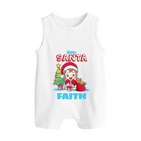 Little Santa Romper Suit / Sleeveless Romper |  Personalized Baby Holiday Outfit - WHITE - 0 - 5 Months Old (Chest 18")