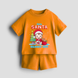 Little Santa - Customized Christmas Themed Co-ord Set For Girls - TANGERINE - 0-5 months old  (Chest 18")