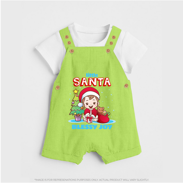 Little Santa - Customized Christmas Themed Dungaree Set For Girls - GREEN - 0 - 5 Months Old (Chest 18")