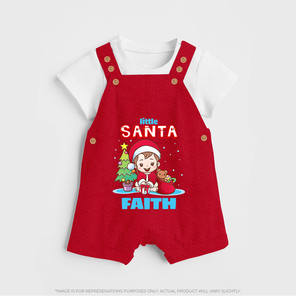 Little Santa Dungaree Set |  Personalized Baby Holiday Outfit - RED - 0 - 5 Months Old (Chest 18")