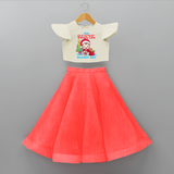 Little Santa - Customized Christmas Themed Crop Top And Skirt For Girls - RED - 6 - 9 Months Old (Chest 20" , Frock Waist 20")