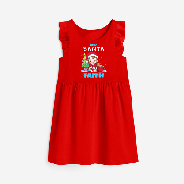 Little Santa Romper Frock |  Personalized Baby Holiday Outfit - RED - 1 - 2 Years Old (Chest 22" , Full Length 22")