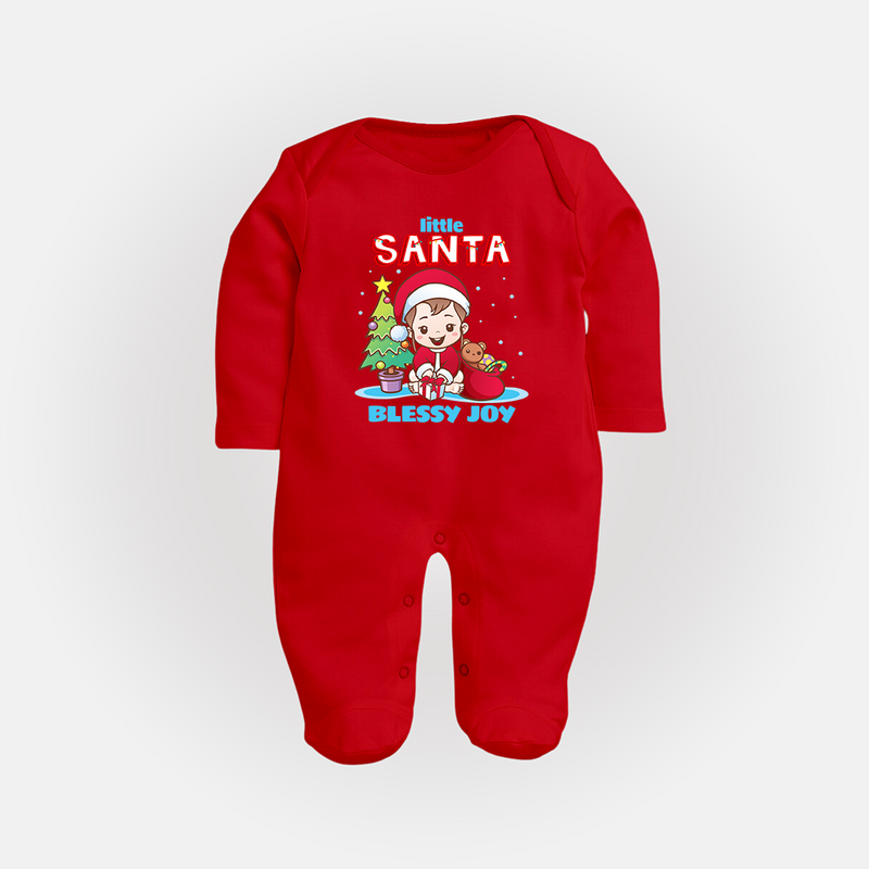 Little Santa - Customized Christmas Themed Sleep Suit For Girls - RED - New Born (Chest 7.5")