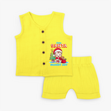 Little Santa - Customized Christmas Themed Jabla Set For Girls - YELLOW - 0 - 3 Months Old (Chest 9.8")