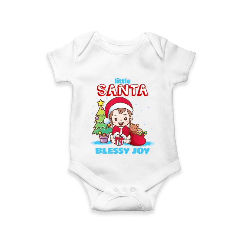 Little Santa - Customized Christmas Themed Romper For Girls - WHITE - 0 - 3 Months Old (Chest 16")