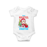 Little Santa Romper |  Personalized Baby Holiday Outfit - WHITE - New Born (Chest 14")