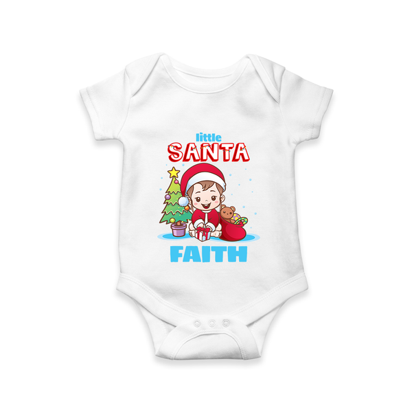 Little Santa Romper |  Personalized Baby Holiday Outfit - WHITE - New Born (Chest 14")