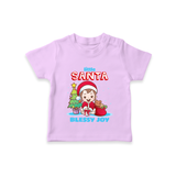 Little Santa - Customized Christmas Themed T-Shirt For Girls - LILAC - 0-5 Months Old (Chest 17")