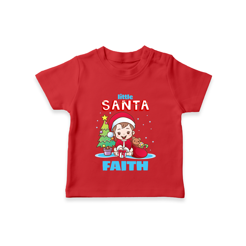 Little Santa T-Shirt |  Personalized Baby Holiday Outfit - RED - 0-5 Months Old (Chest 17")