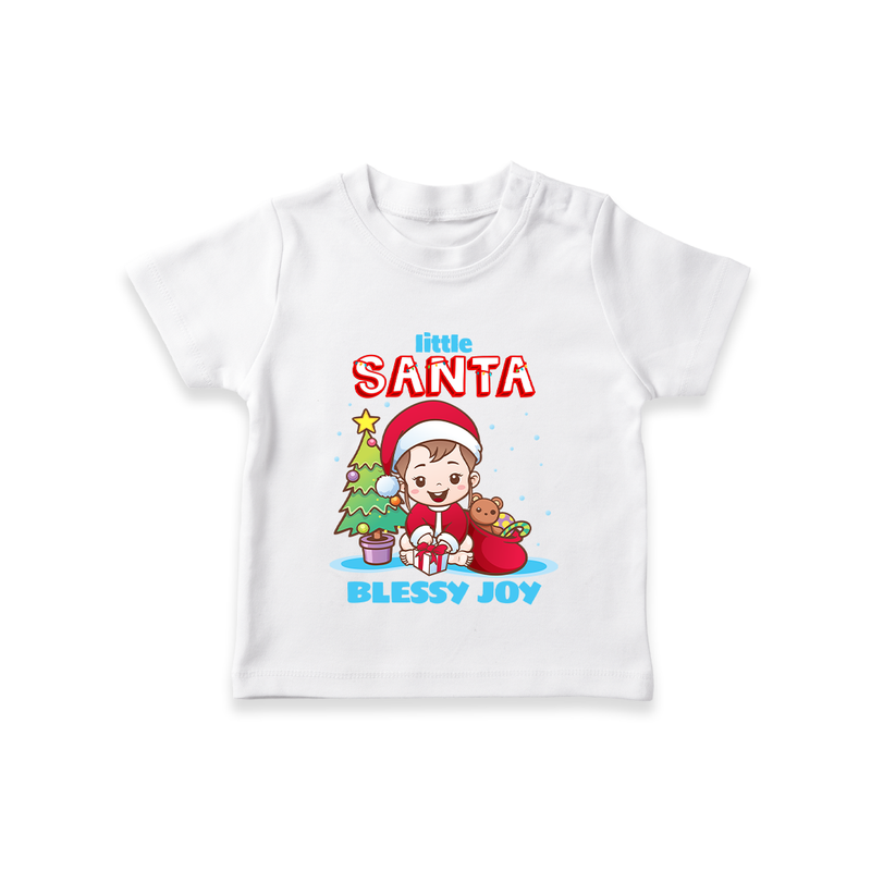 Little Santa - Customized Christmas Themed T-Shirt For Girls - WHITE - 0-5 Months Old (Chest 17")