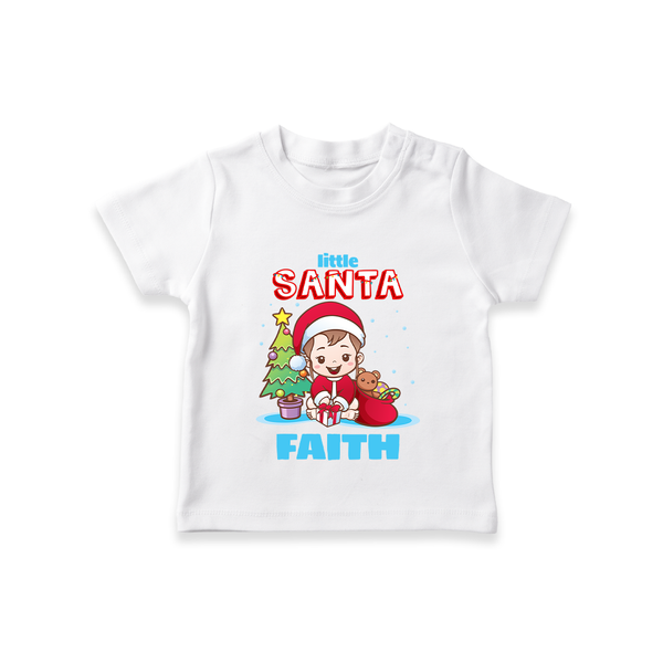 Little Santa T-Shirt |  Personalized Baby Holiday Outfit - WHITE - 0-5 Months Old (Chest 17")