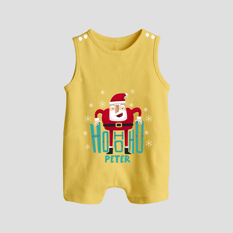 Ho-Ho-Ho - Customized Christmas Themed Romper Suit For Babies - PASTEL YELLOW - 0 - 5 Months Old (Chest 18")