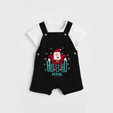 Ho-Ho-Ho - Customized Christmas Themed Dungaree Set For Kids - BLACK - 0 - 5 Months Old (Chest 18")