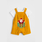 Ho-Ho-Ho - Customized Christmas Themed Dungaree Set For Kids - CHROME YELLOW - 0 - 5 Months Old (Chest 18")