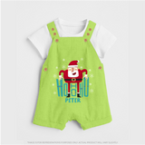 Ho-Ho-Ho - Customized Christmas Themed Dungaree Set For Kids - GREEN - 0 - 5 Months Old (Chest 18")