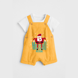 Ho-Ho-Ho - Customized Christmas Themed Dungaree Set For Kids - PASTEL YELLOW - 0 - 5 Months Old (Chest 18")