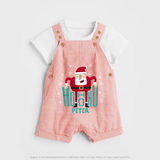 Ho-Ho-Ho - Customized Christmas Themed Dungaree Set For Kids - PEACH - 0 - 5 Months Old (Chest 18")