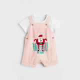 Ho-Ho-Ho - Customized Christmas Themed Dungaree Set For Kids - PEACH - 0 - 5 Months Old (Chest 18")