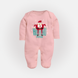 Ho-Ho-Ho - Customized Christmas Themed Sleep Suit For Babies - BABY PINK - New Born (Chest 7.5")