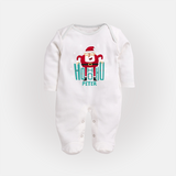 Ho-Ho-Ho - Customized Christmas Themed Sleep Suit For Babies - WHITE - New Born (Chest 7.5")