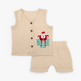 Ho-Ho-Ho - Customized Christmas Themed Jabla Set For Kids - CREAM - 0 - 3 Months Old (Chest 9.8")