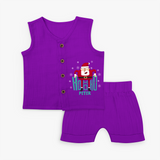 Ho-Ho-Ho - Customized Christmas Themed Jabla Set For Kids - ROYAL PURPLE - 0 - 3 Months Old (Chest 9.8")