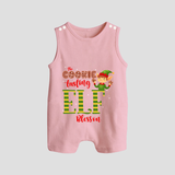 The Cookie Tasting Elf - Customized Christmas Themed Romper Suit For Babies - BABY PINK - 0 - 5 Months Old (Chest 18")