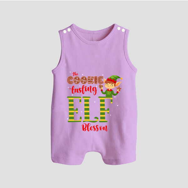 The Cookie Tasting Elf - Customized Christmas Themed Romper Suit For Babies - LILAC - 0 - 5 Months Old (Chest 18")