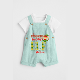 The Cookie Tasting Elf - Customized Christmas Themed Dungaree Set For Kids - ARCTIC BLUE - 0 - 5 Months Old (Chest 18")