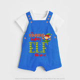 The Cookie Tasting Elf - Customized Christmas Themed Dungaree Set For Kids - COBALT BLUE - 0 - 5 Months Old (Chest 18")