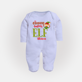 The Cookie Tasting Elf - Customized Christmas Themed Sleep Suit For Babies - BABY BLUE - New Born (Chest 7.5")