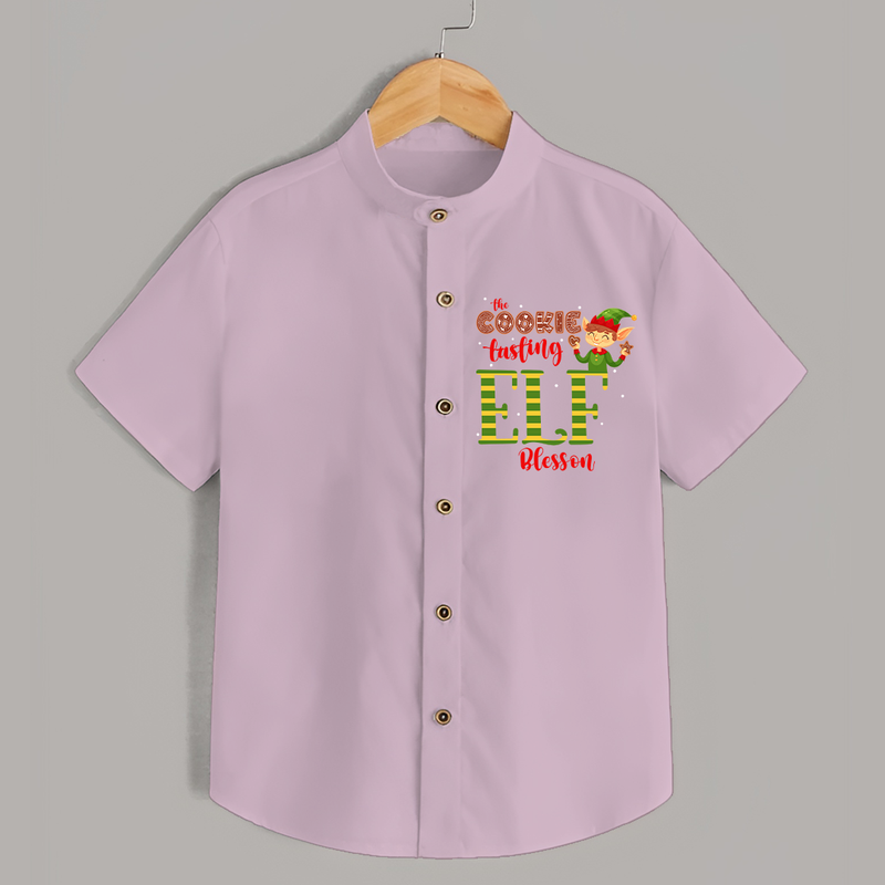 The Cookie Tasting Elf - Customized Christmas Themed Shirt For Kids - PINK - 0 - 6 Months Old (Chest 23")