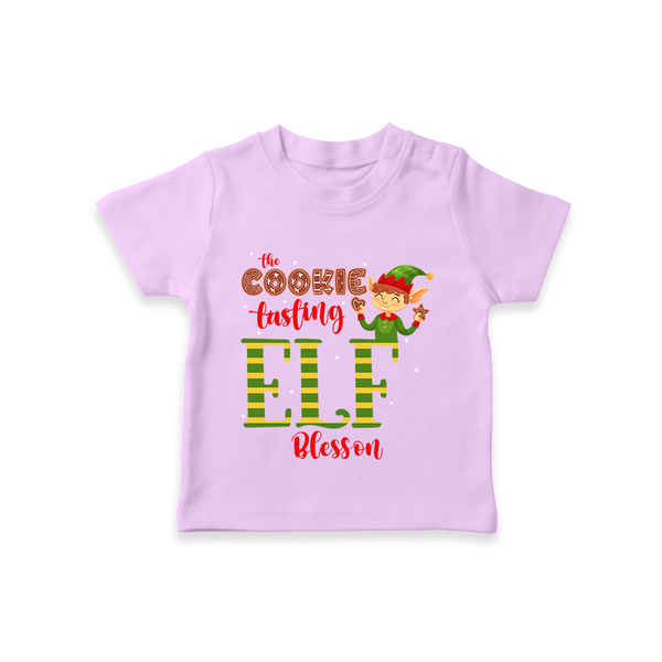 The Cookie Tasting Elf - Customized Christmas Themed T-Shirt For Kids - LILAC - 0-5 Months Old (Chest 17")