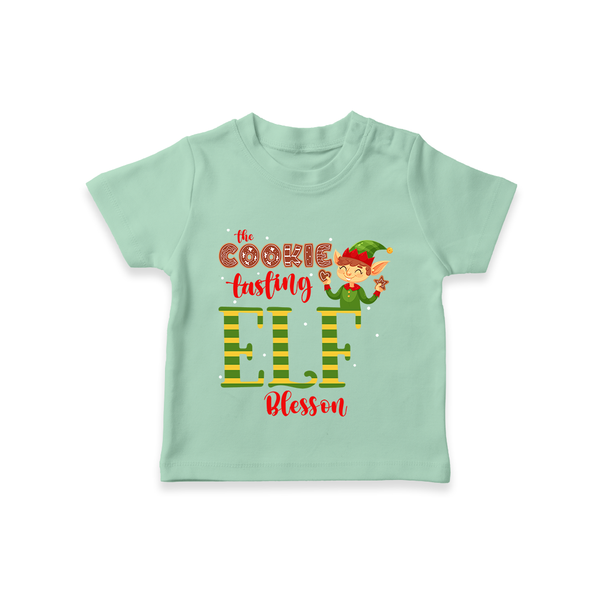 The Cookie Tasting Elf - Customized Christmas Themed T-Shirt For Kids - MINT GREEN - 0-5 Months Old (Chest 17")