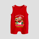 Christmas Carol With Family - Customized Christmas Themed Romper Suit For Babies - RED - 0 - 5 Months Old (Chest 18")