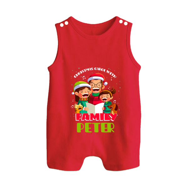 Family Romper Suit / Sleeveless Romper | Personalized Baby Holiday Outfit - RED - 0 - 5 Months Old (Chest 18")
