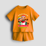 Christmas Carol With Family - Customized Christmas Themed Co-ord Set For Kids - TANGERINE - 0-5 months old  (Chest 18")