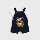 Christmas Carol With Family - Customized Christmas Themed Dungaree Set For Kids - NAVY BLUE - 0 - 5 Months Old (Chest 18")