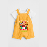 Christmas Carol With Family - Customized Christmas Themed Dungaree Set For Kids - PASTEL YELLOW - 0 - 5 Months Old (Chest 18")