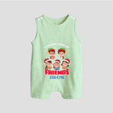 Caroling With My Friends - Customized Christmas Themed Romper Suit For Babies - MINT GREEN - 0 - 5 Months Old (Chest 18")