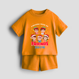 Caroling With My Friends - Customized Christmas Themed Co-ord Set For Kids - TANGERINE - 0-5 months old  (Chest 18")