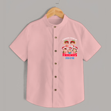 Caroling With My Friends - Customized Christmas Themed Shirt For Kids - PEACH - 0 - 6 Months Old (Chest 23")