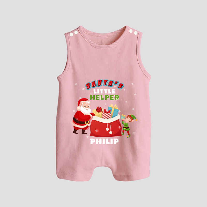 Santa's Little Helper - Customized Christmas Themed Romper Suit For Babies - BABY PINK - 0 - 5 Months Old (Chest 18")