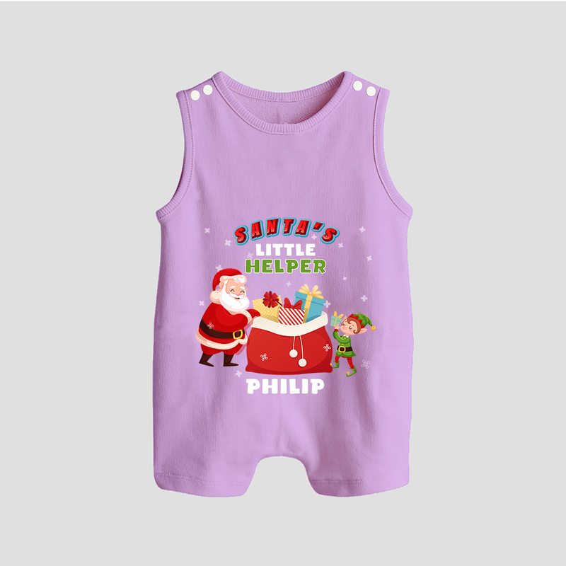 Santa's Little Helper - Customized Christmas Themed Romper Suit For Babies - LILAC - 0 - 5 Months Old (Chest 18")