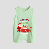 Santa's Little Helper - Customized Christmas Themed Romper Suit For Babies - MINT GREEN - 0 - 5 Months Old (Chest 18")