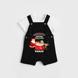 Santa's Little Helper - Customized Christmas Themed Dungaree Set For Kids - BLACK - 0 - 5 Months Old (Chest 18")